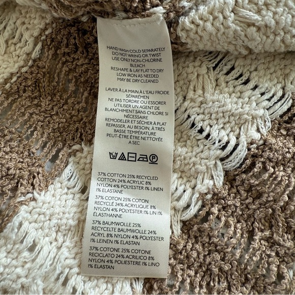 Anthropologie Pilcro Long Line Stitch Sweater Brown & White Striped Loose Knit - Picture 7 of 10